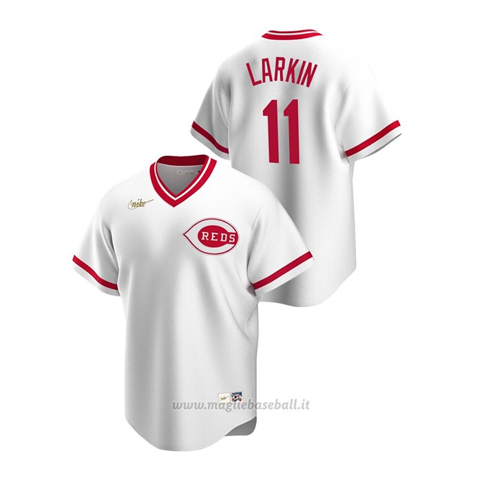 Maglia Baseball Uomo Cincinnati Reds Barry Larkin Cooperstown Collection Primera Bianco